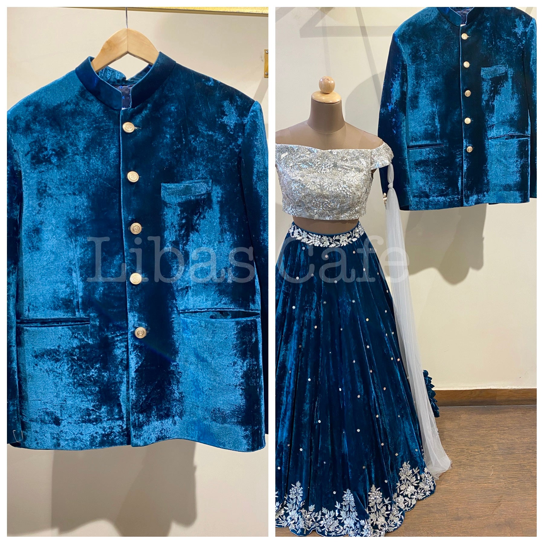 Teal Blue Band Gala And Lehenga